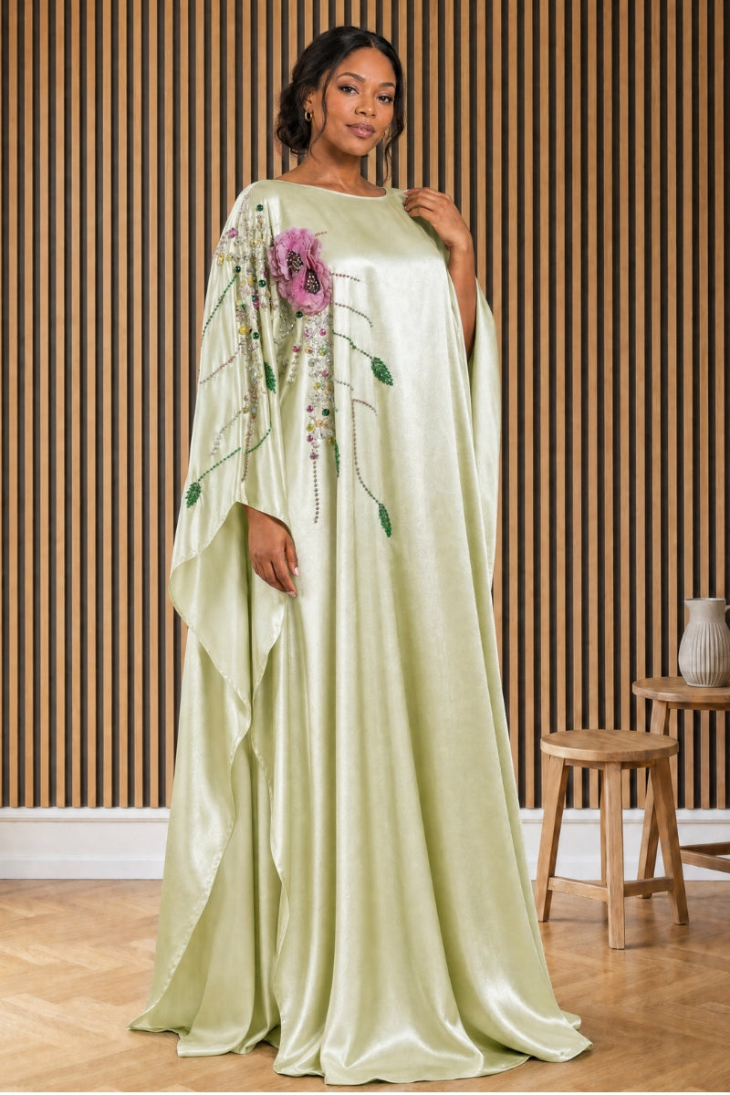 Florenza Beaded Kaftan - Pistachio