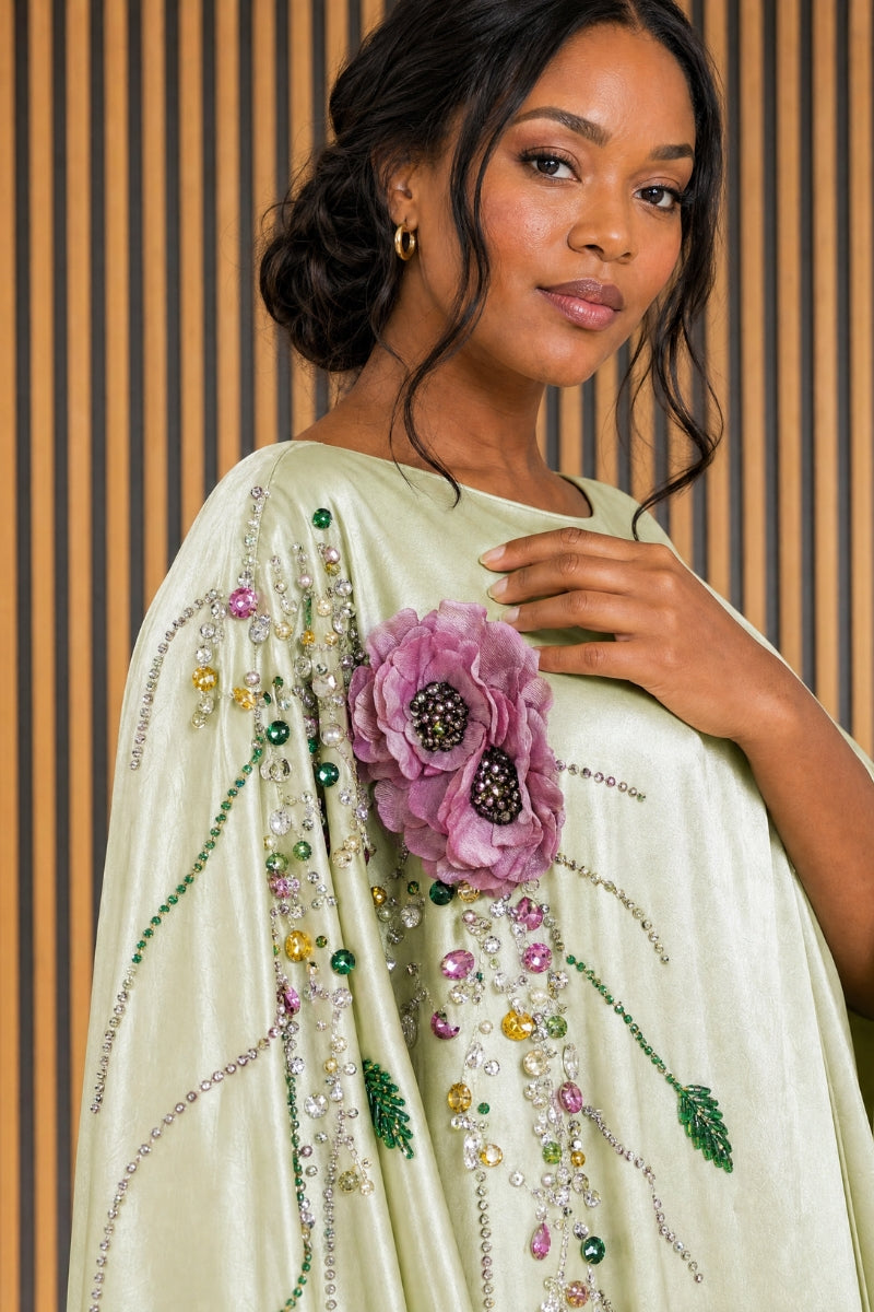 Florenza Beaded Kaftan - Pistachio