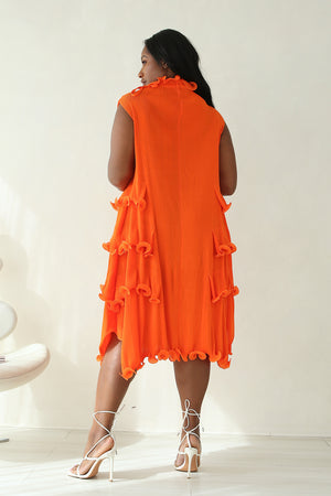 PARIS RUFFLE DRESS - ORANGE