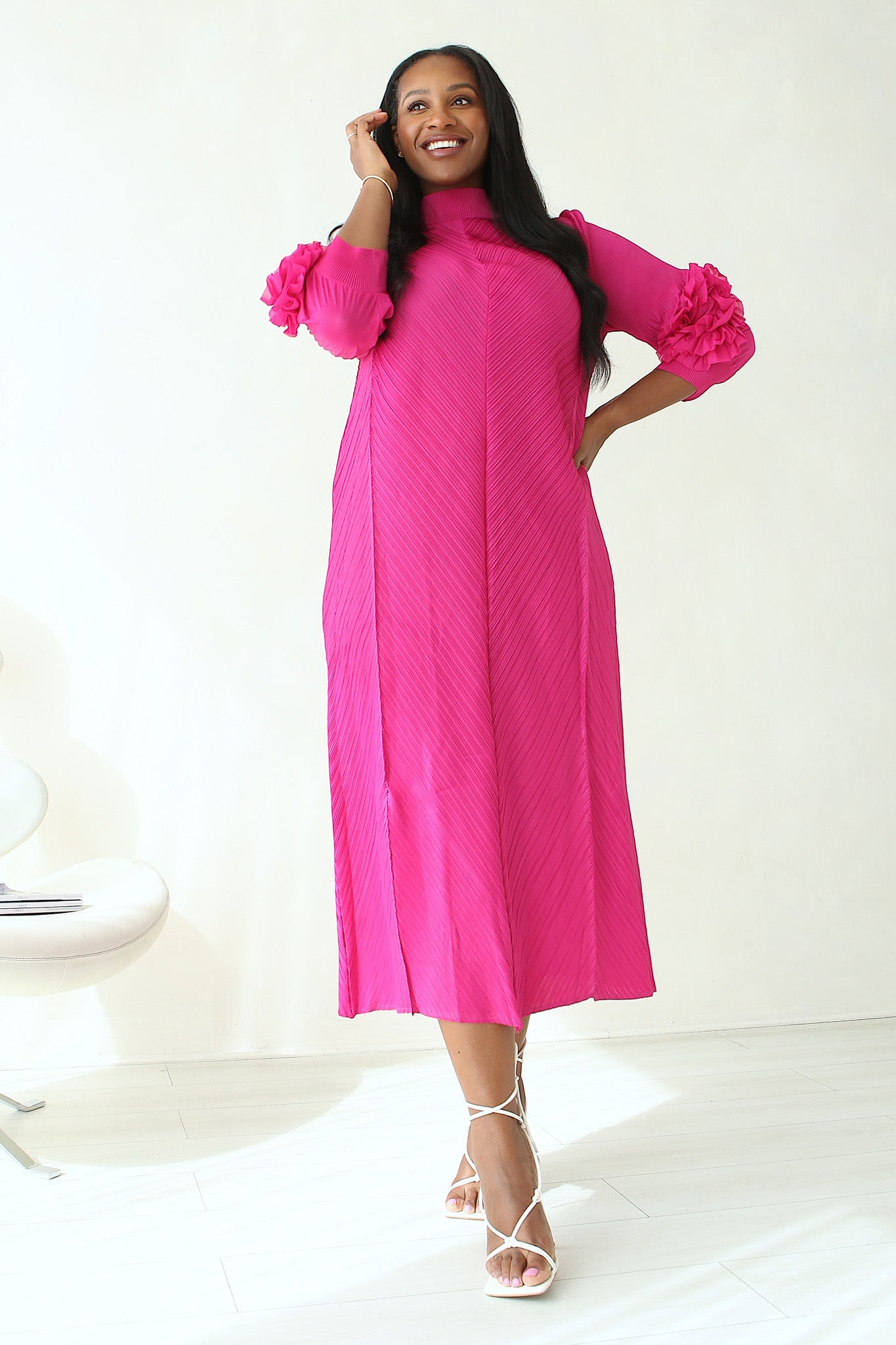 GODDESS PLEATED DRESS - PINK