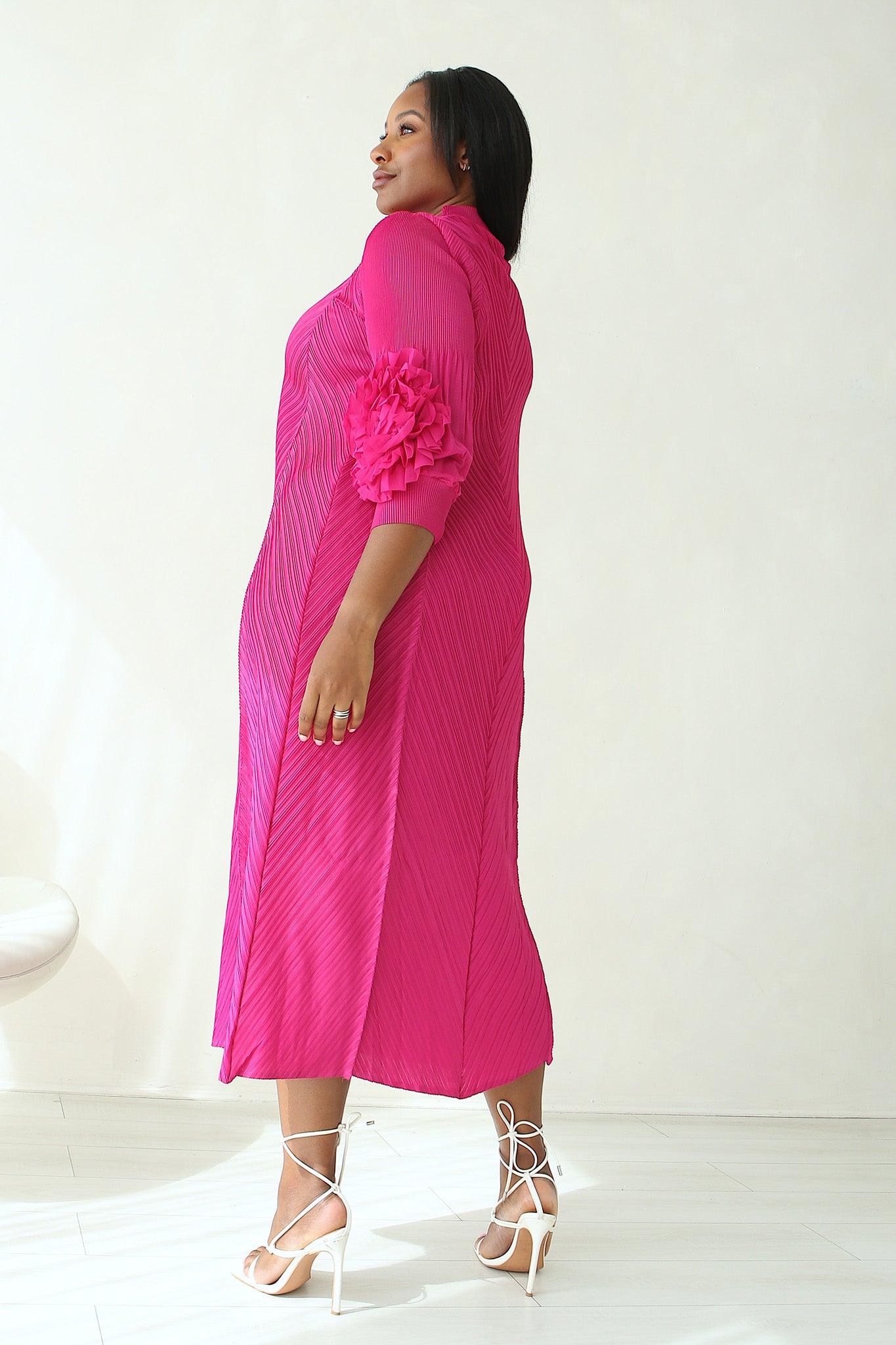 GODDESS PLEATED DRESS - PINK