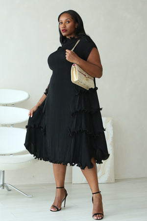 PARIS RUFFLE DRESS - BLACK