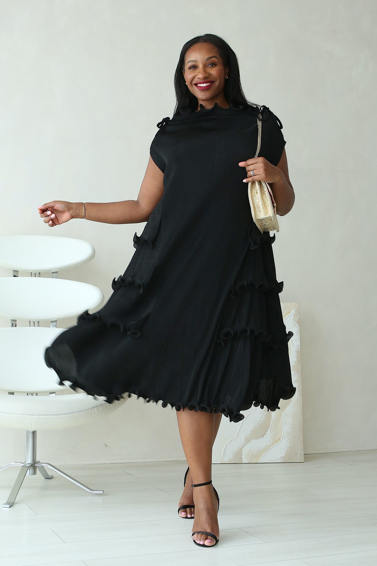 PARIS RUFFLE DRESS - BLACK