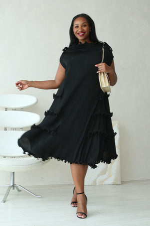 PARIS RUFFLE DRESS - BLACK