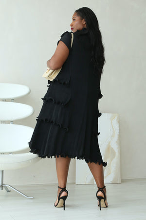 PARIS RUFFLE DRESS - BLACK