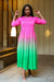 OUEEN OMBRE DRESS - PINK - GREEN