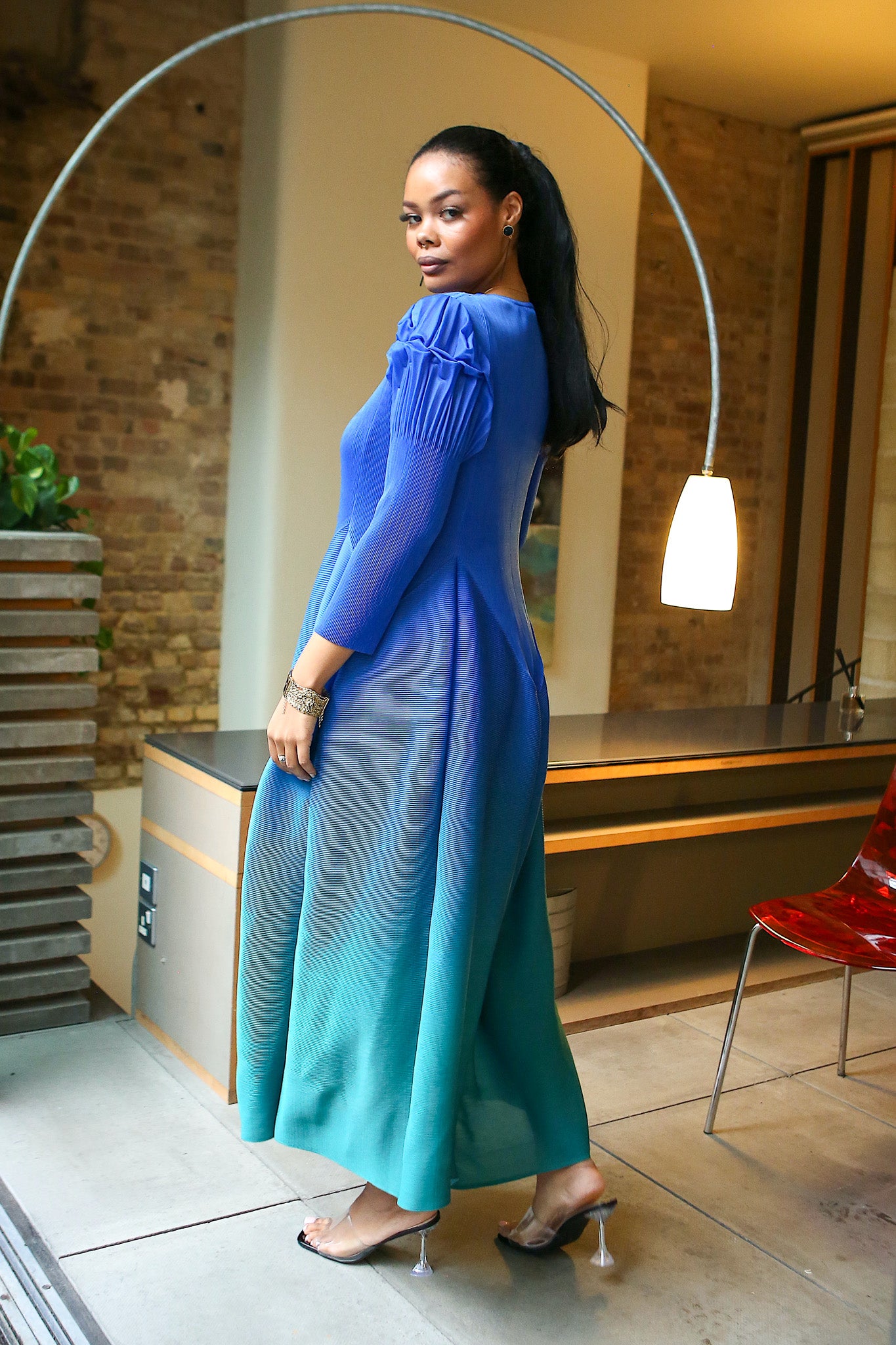 OUEEN OMBRE DRESS - BLUE