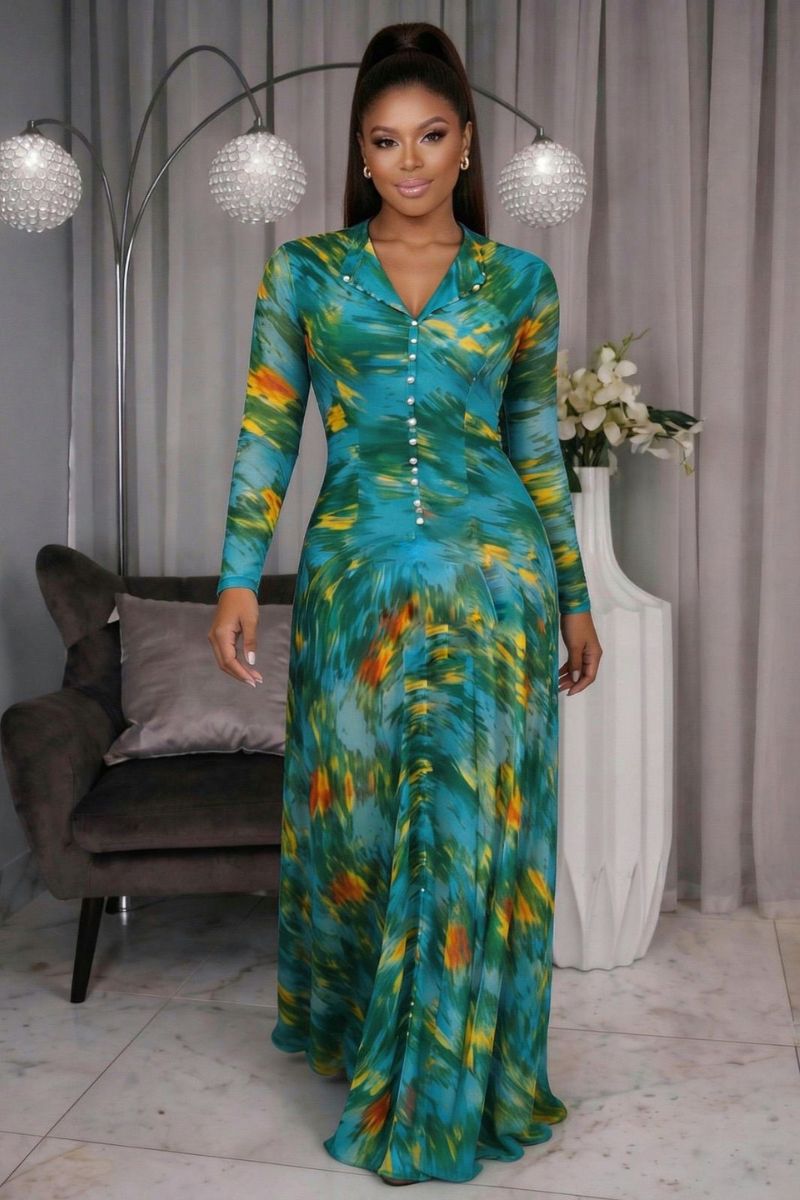 Naomi Elegant Mesh Maxi Dress