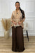 JANICE PLISSE BLOUSE & PLEATED SKIRT SET - BROWN