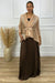 JANICE PLISSE BLOUSE & PLEATED SKIRT SET - BROWN