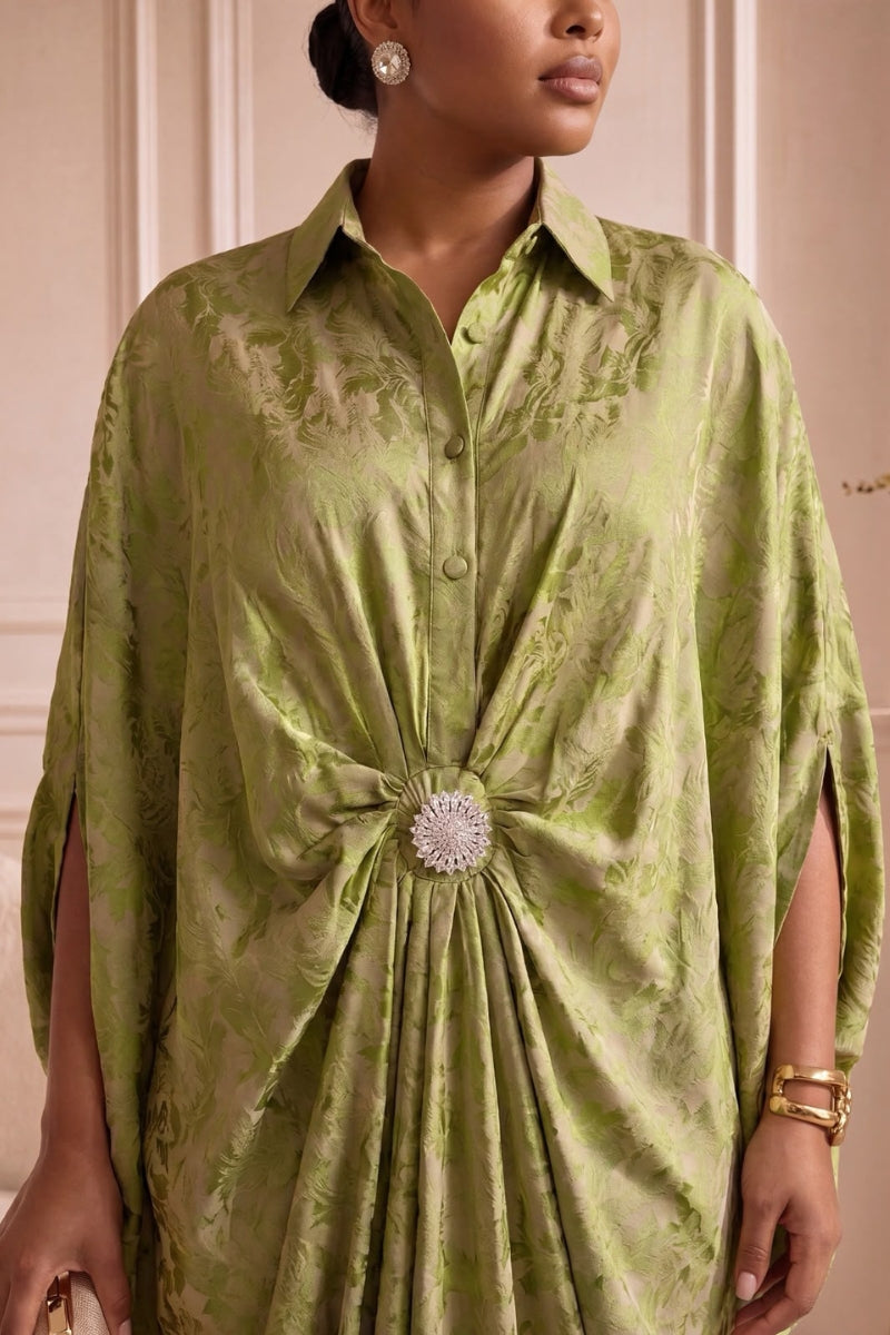 Olive Batwing Kaftan Dress