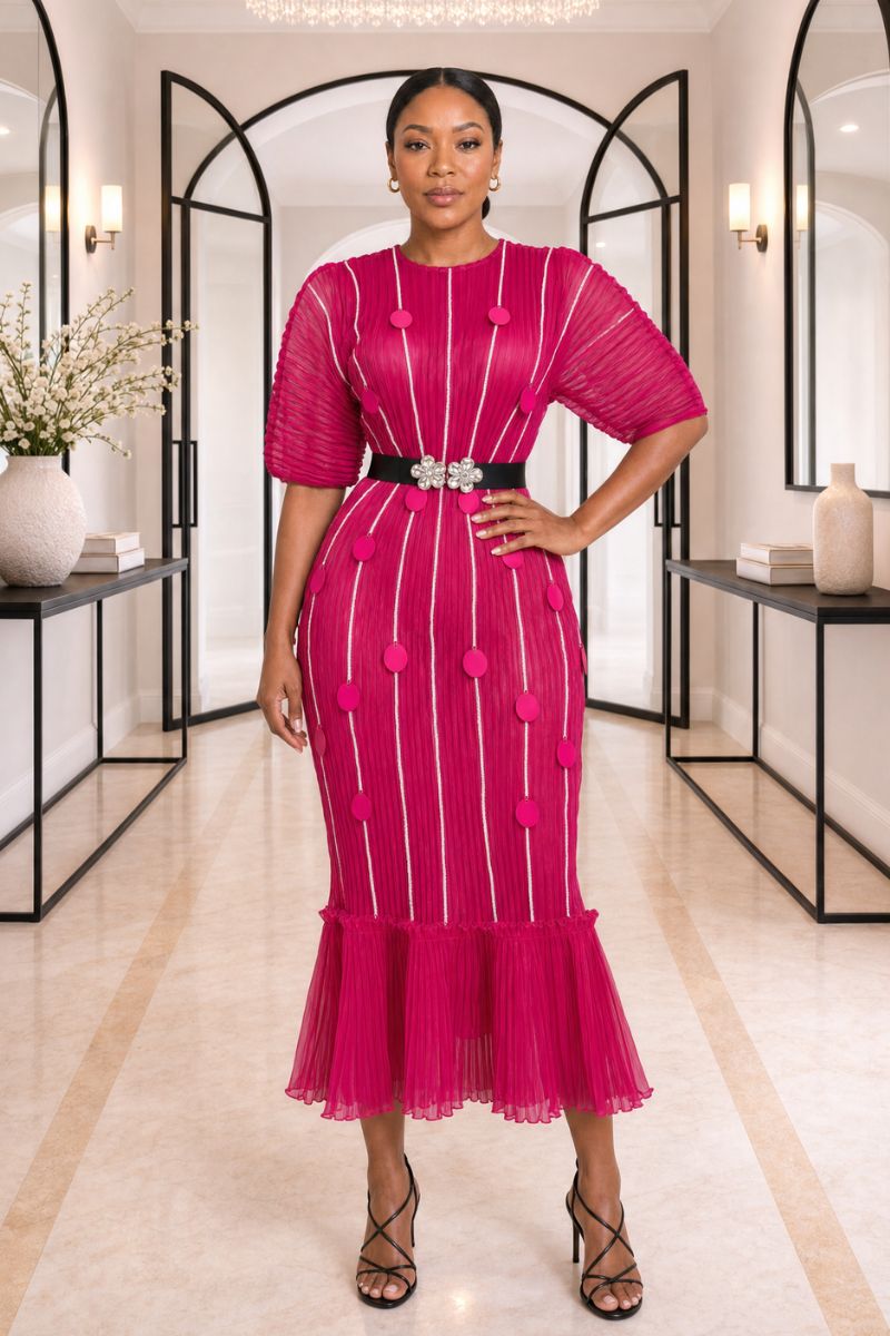 The Serena Fishtail Dress - Hot Pink