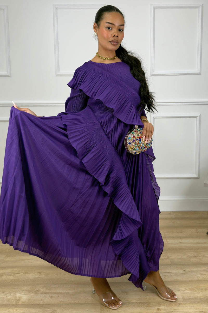 STEPHANIE RUFFLE DRESS - PURPLE