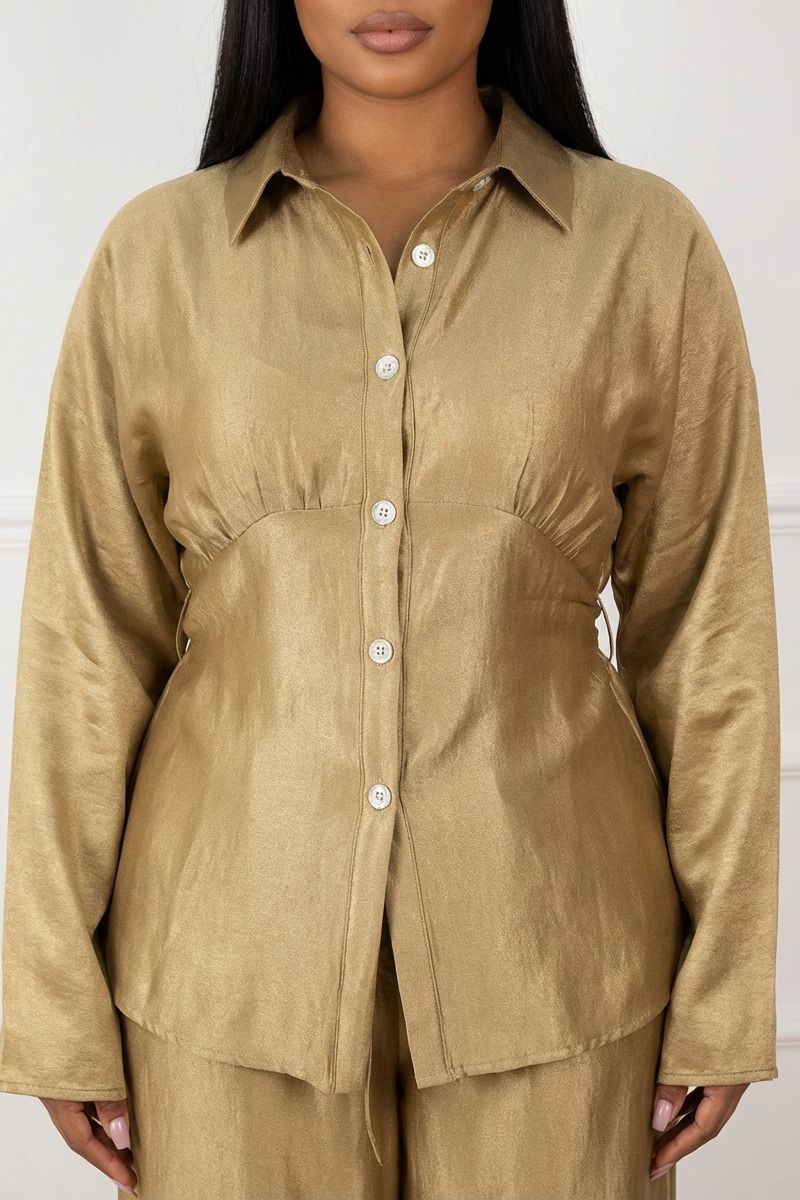 Aurora Gold Sculpted Trouser Set