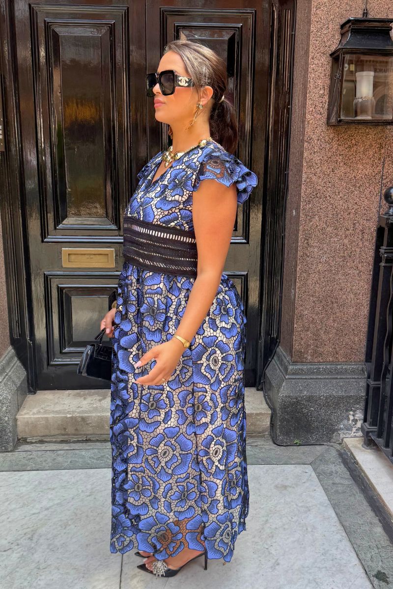 THE ADRIELLE BLUE LACE DRESS