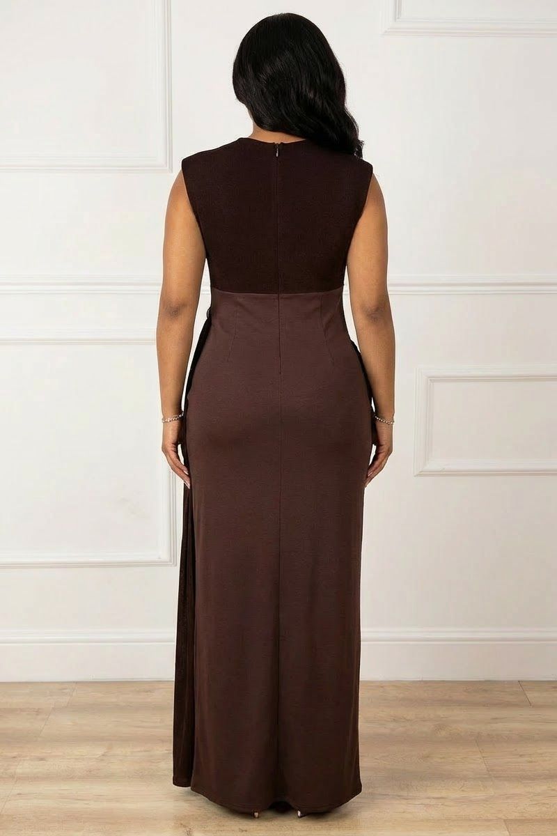 THE VALERIA DRAPE GOWN - CHOCOLATE