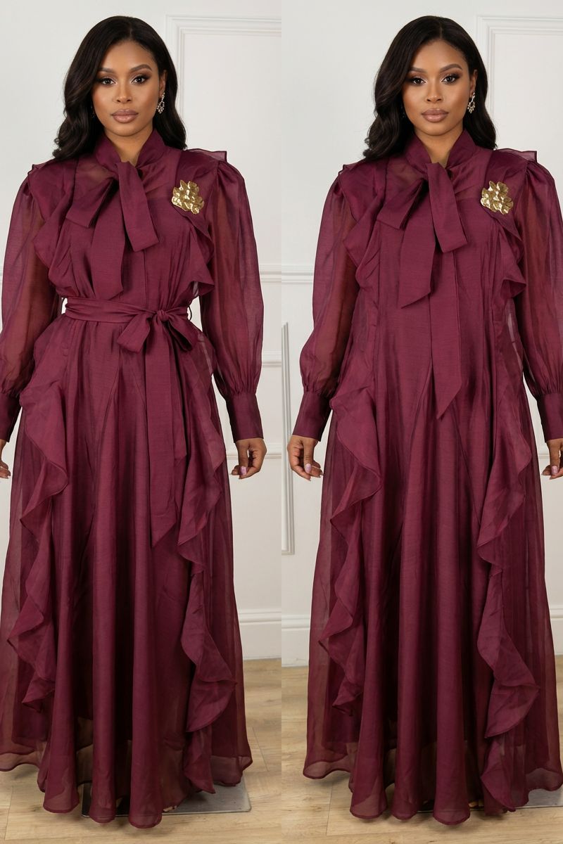 Bordeaux ÉToile Sheer Dress