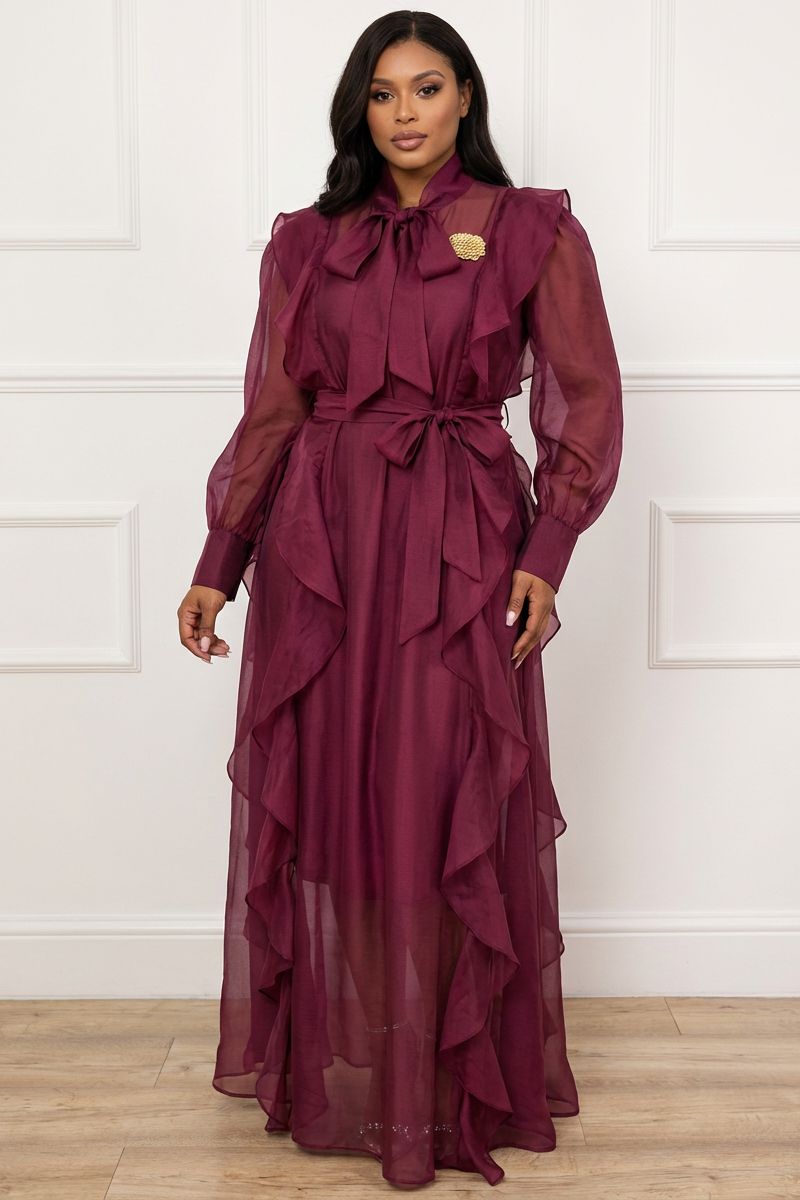 Bordeaux ÉToile Sheer Dress