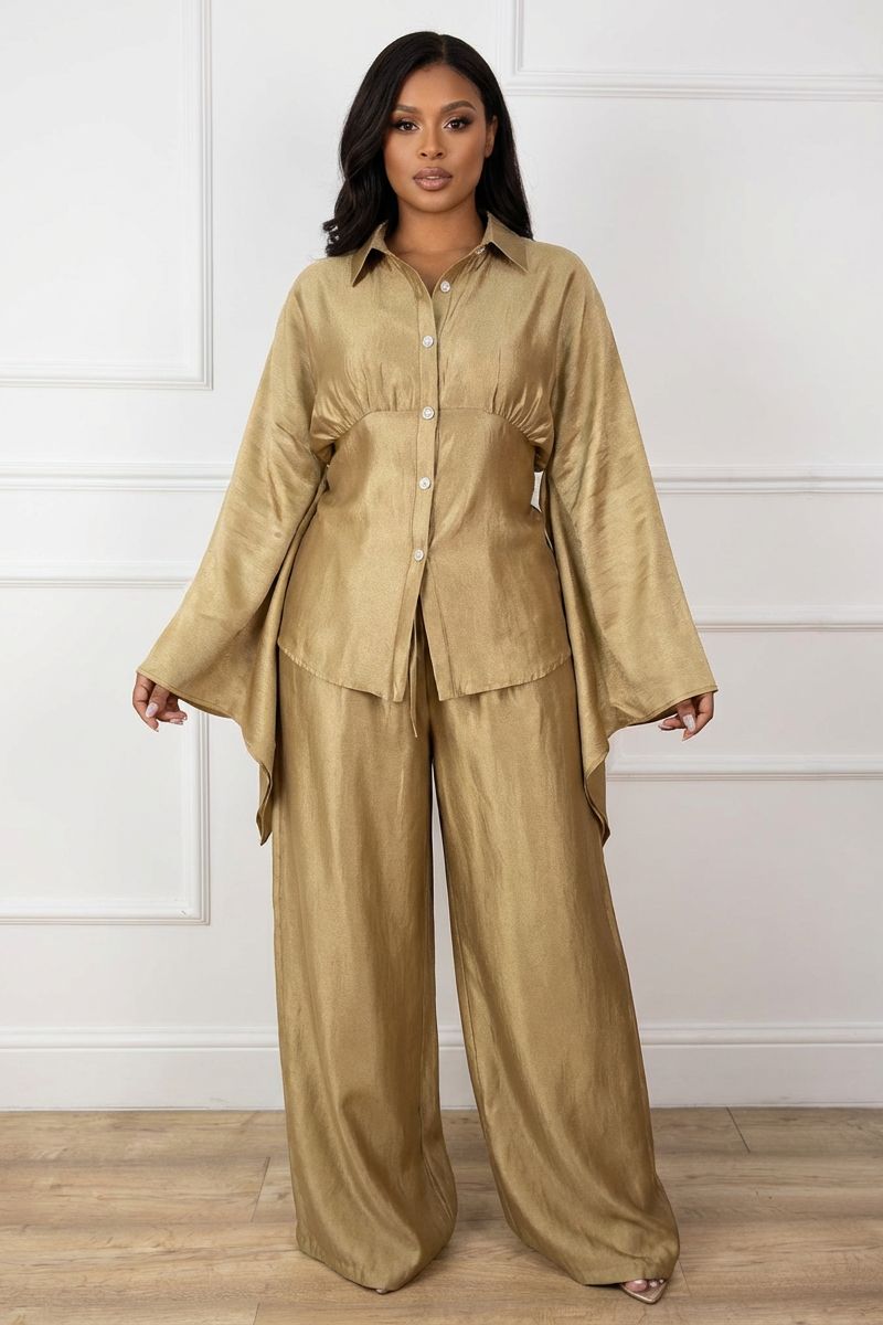 Aurora Gold Sculpted Trouser Set