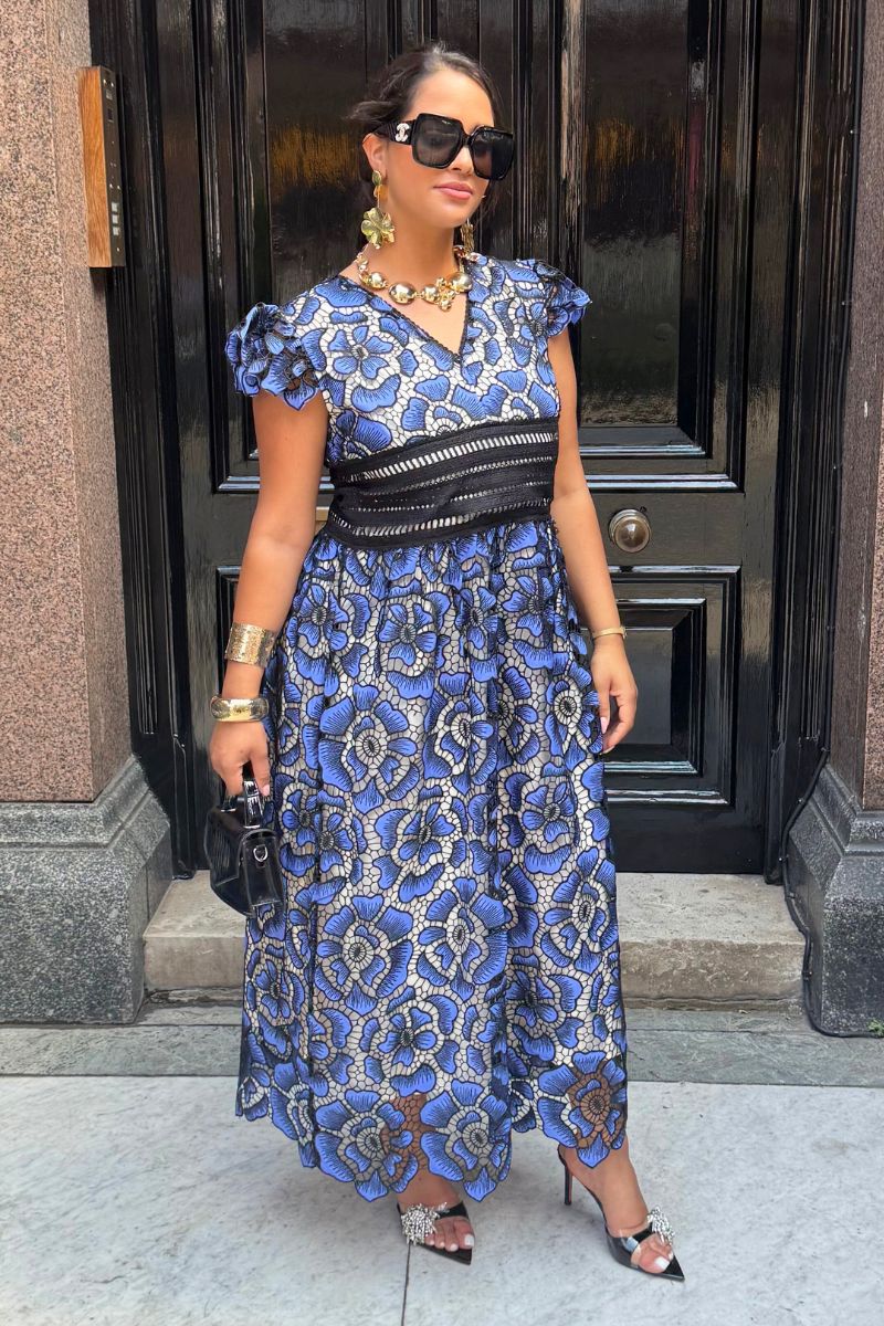 THE ADRIELLE BLUE LACE DRESS