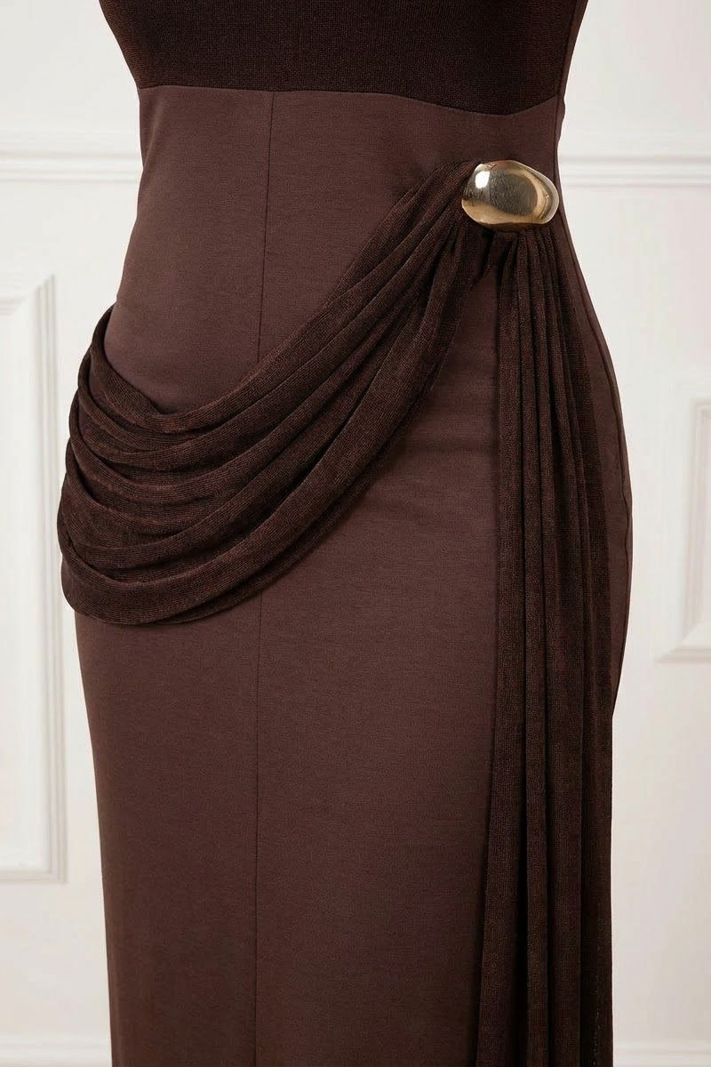 THE VALERIA DRAPE GOWN - CHOCOLATE
