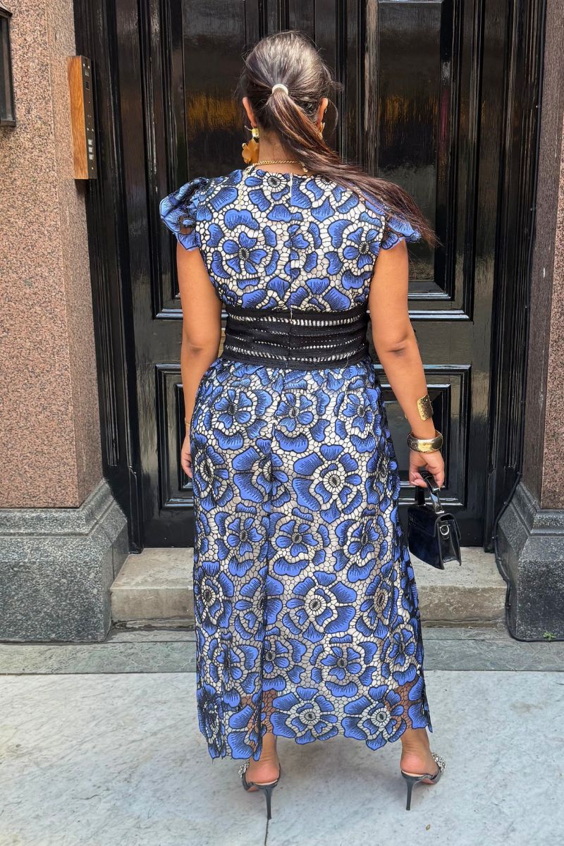 THE ADRIELLE BLUE LACE DRESS