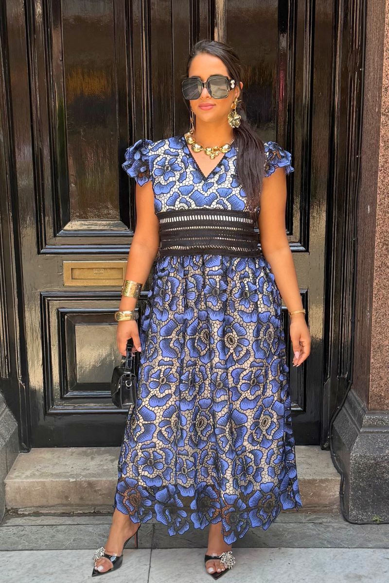 THE ADRIELLE BLUE LACE DRESS