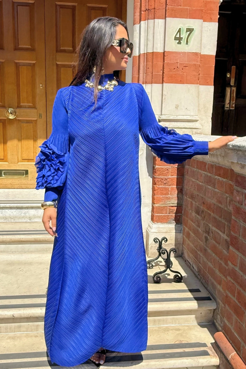 GODDESS PLEATED DRESS - BLUE