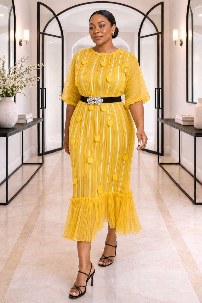 The Serena Fishtail Dress - Sunflower Yellow